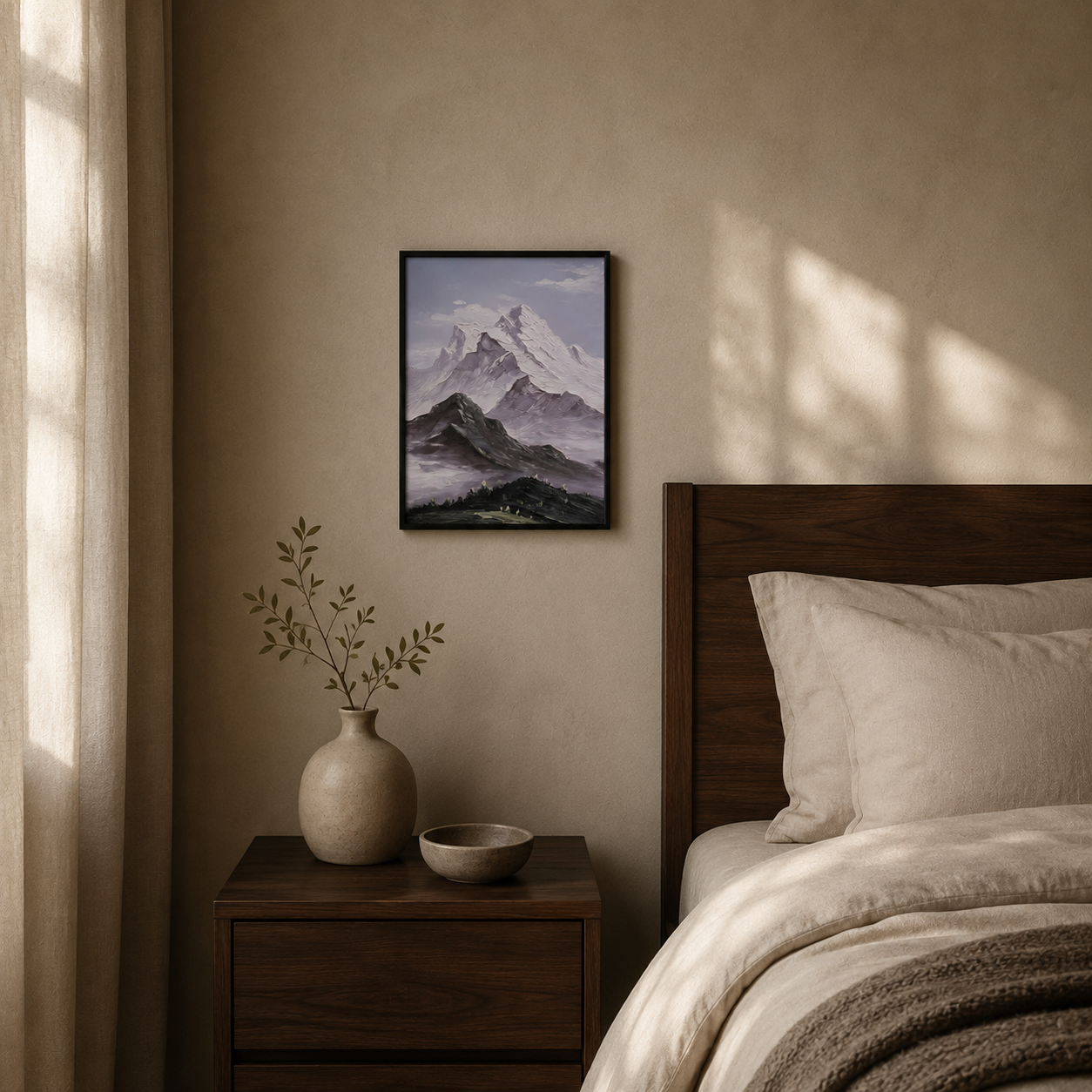 Purple Snow Mountain Landscape