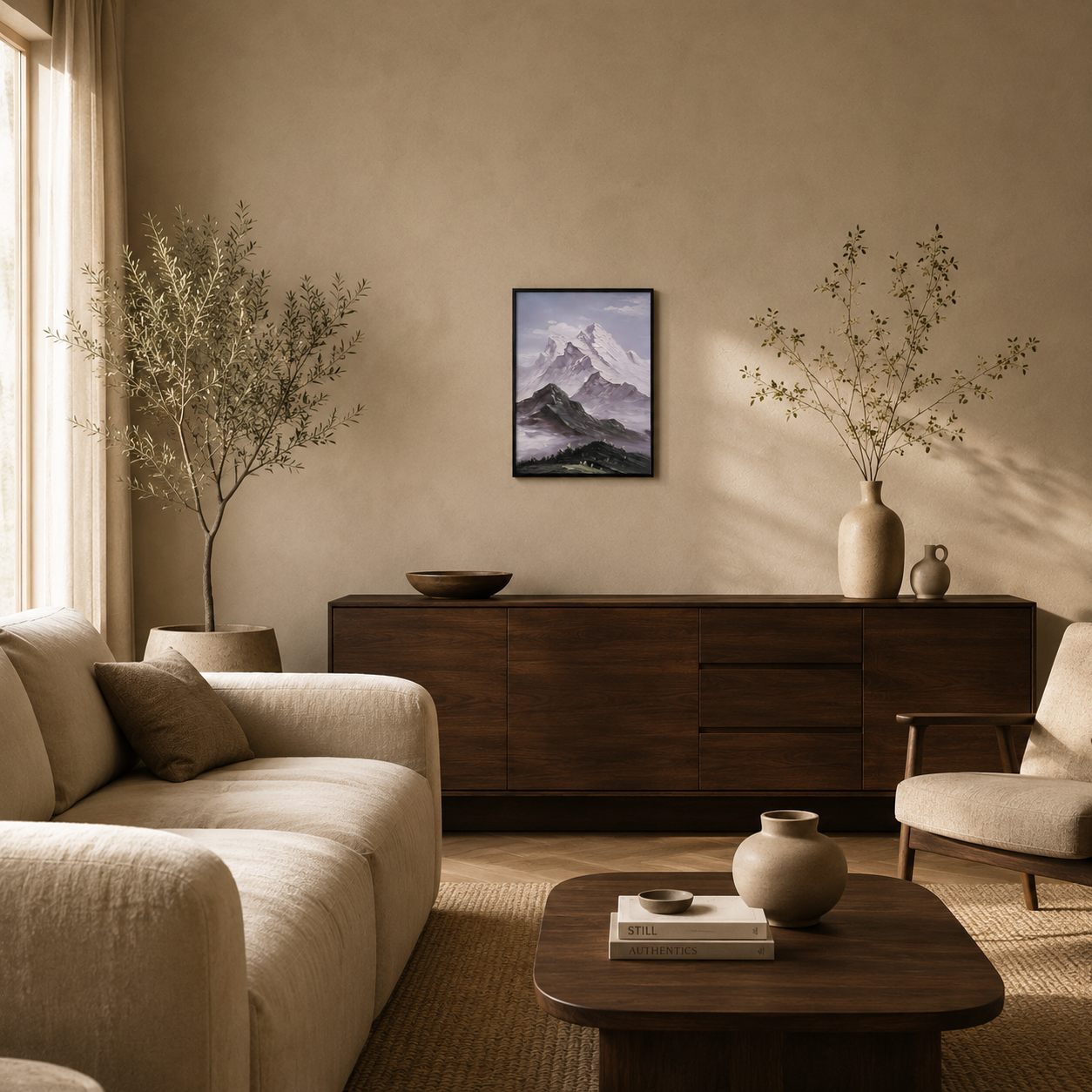 Purple Snow Mountain Landscape