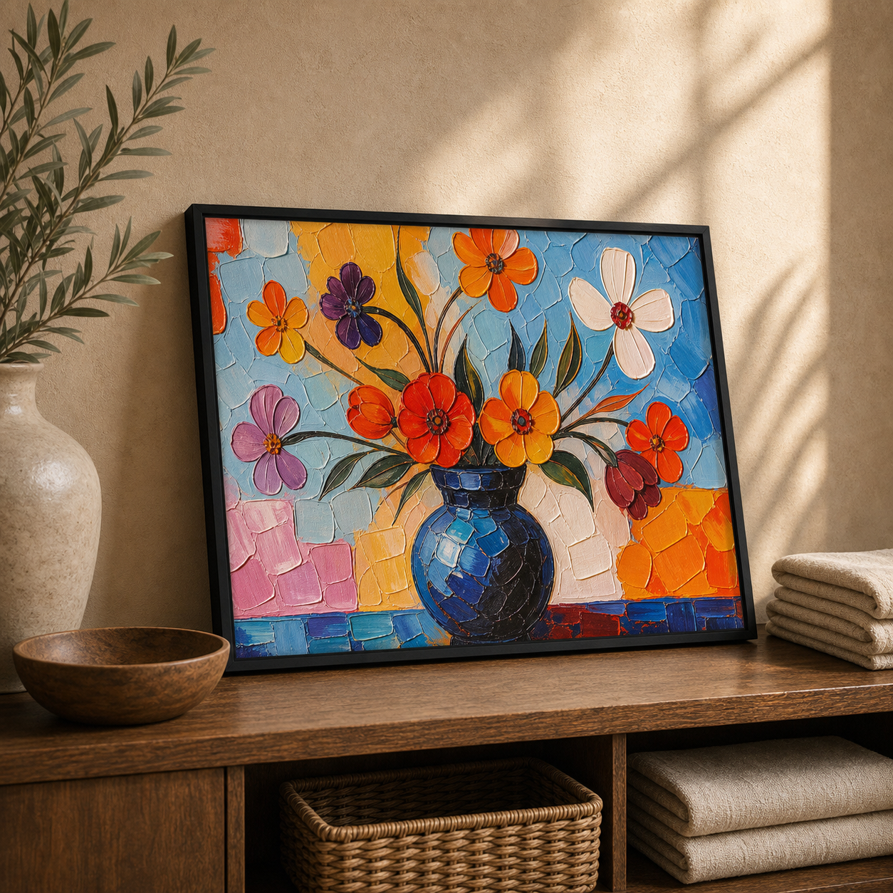 Radiant Impasto Floral Vase