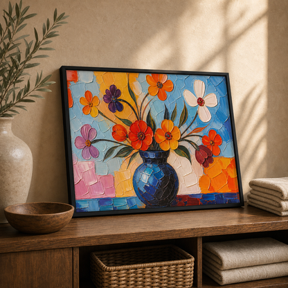 Radiant Impasto Floral Vase