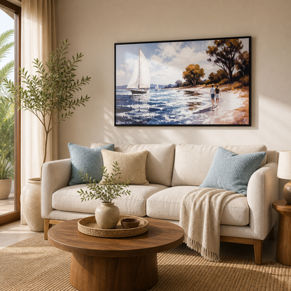 Sailboat and Beach Scene