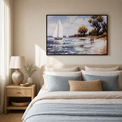 Sailboat and Beach Scene