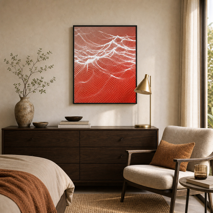 Scarlet Pulse Abstract Dotted Wave