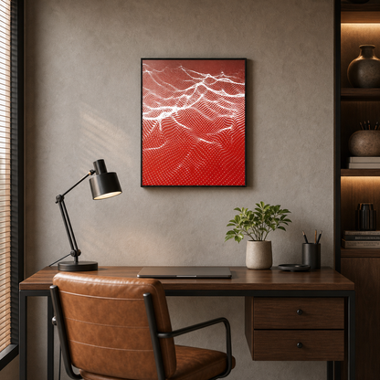 Scarlet Pulse Abstract Dotted Wave