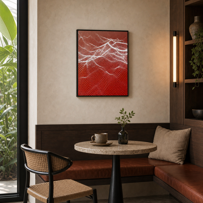 Scarlet Pulse Abstract Dotted Wave