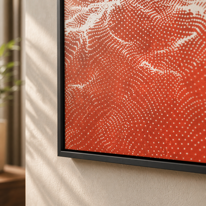 Scarlet Pulse Abstract Dotted Wave