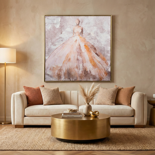 Elegant Blush Pink Woman in Gown