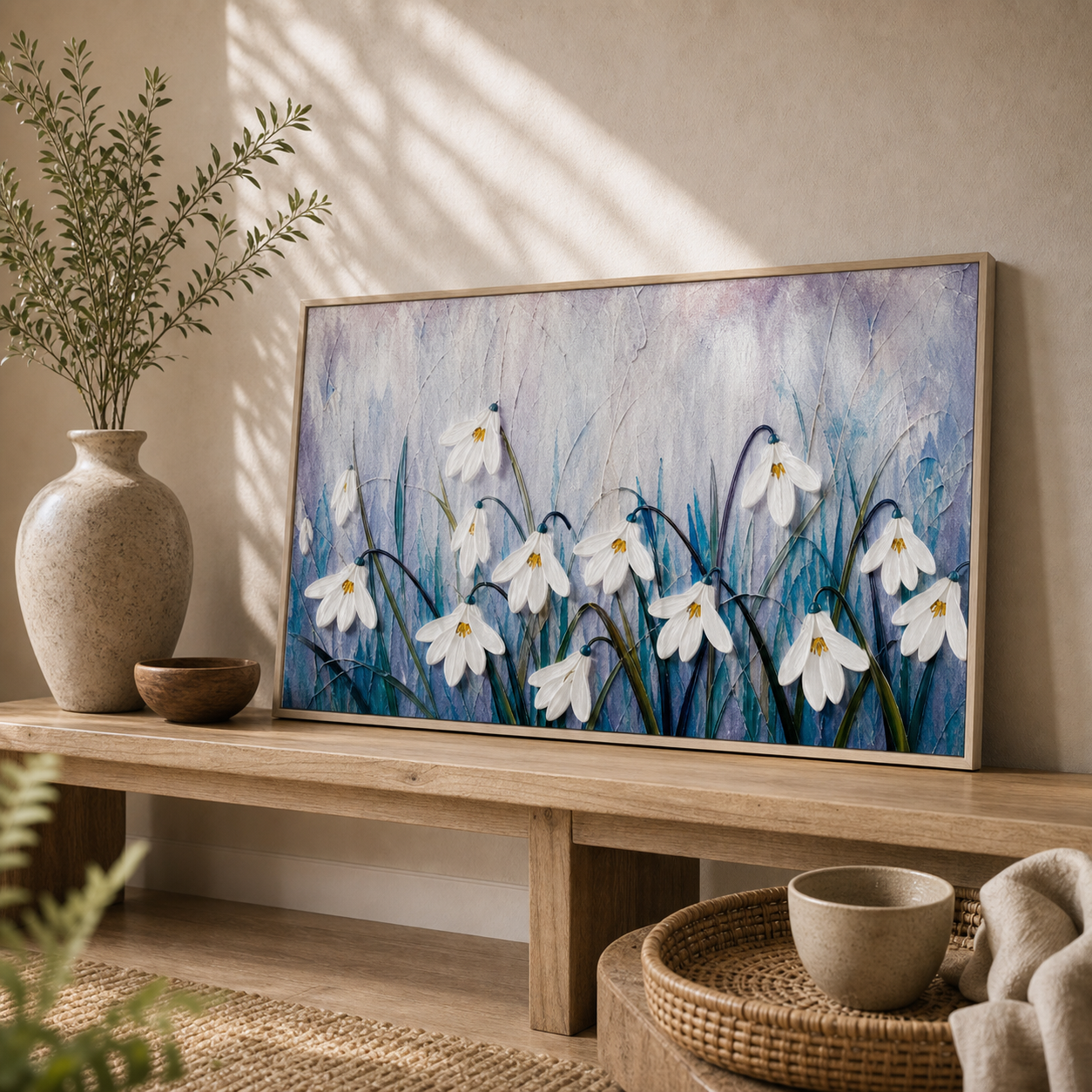 White Snowdrops in Bloom