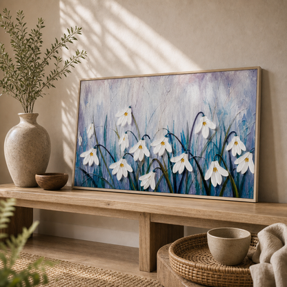 White Snowdrops in Bloom