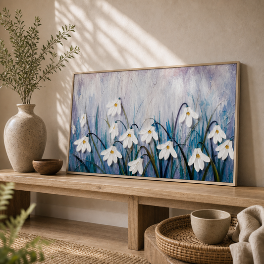 White Snowdrops in Bloom